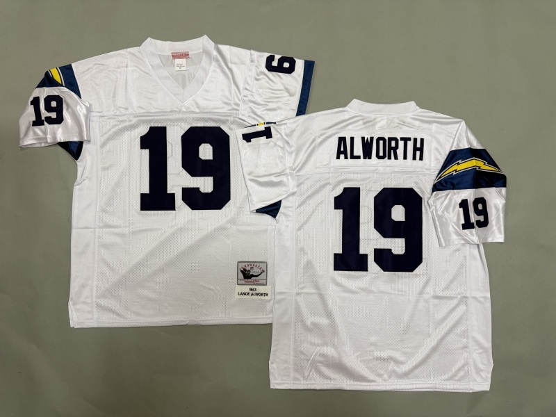 Men 2025 Los Angeles Chargers #19 Alworth white Throwback Limited NFL Jersey style 002